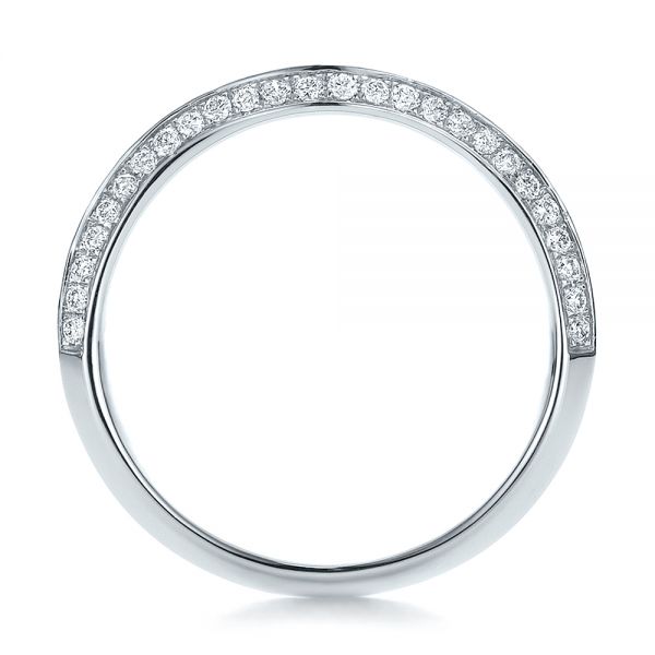 14k White Gold Bright Cut Diamond Wedding Band - Front View -  100408