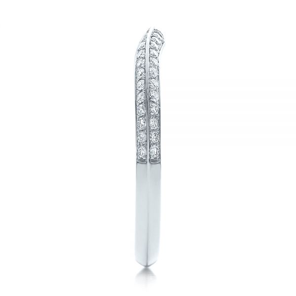 14k White Gold Bright Cut Diamond Wedding Band - Side View - 100408