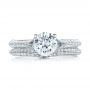 14k White Gold Bright Cut Diamond Wedding Band - Top View -  100408 - Thumbnail