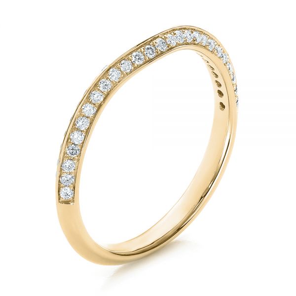 14k Yellow Gold 14k Yellow Gold Bright Cut Diamond Wedding Band - Three-Quarter View - 100408