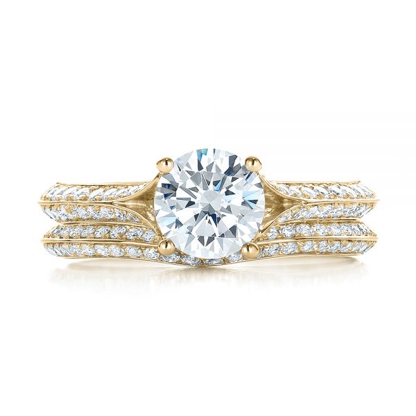 14k Yellow Gold 14k Yellow Gold Bright Cut Diamond Wedding Band - Top View - 100408