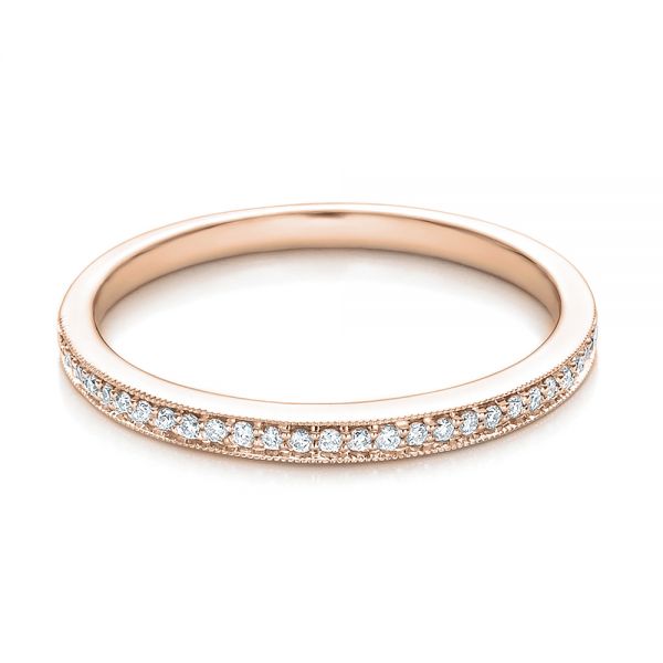 18k Rose Gold 18k Rose Gold Bright Cut Diamond Wedding Band - Flat View - 100414