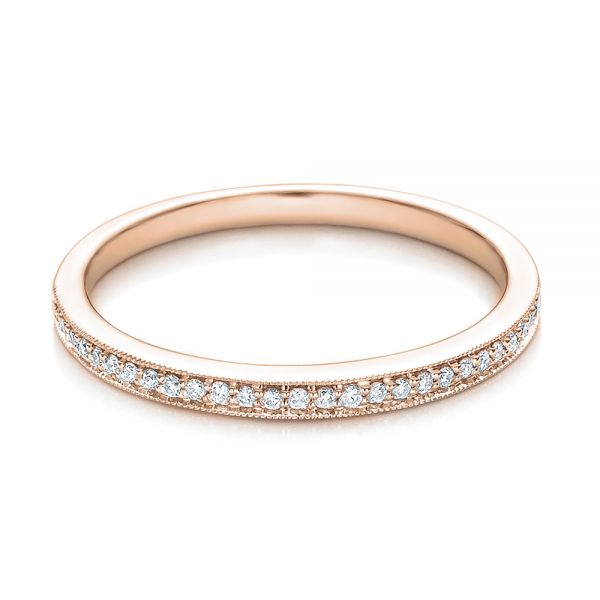 14k Rose Gold 14k Rose Gold Bright Cut Diamond Wedding Band - Flat View -  100414