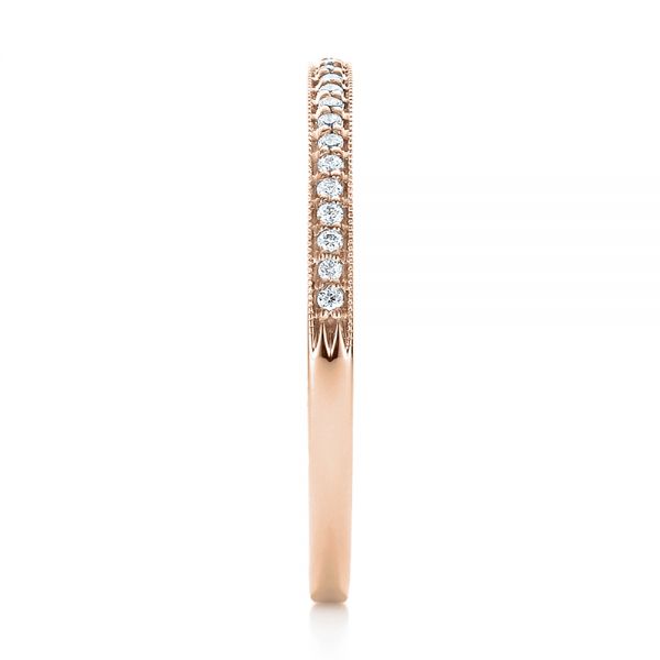 18k Rose Gold 18k Rose Gold Bright Cut Diamond Wedding Band - Side View - 100414
