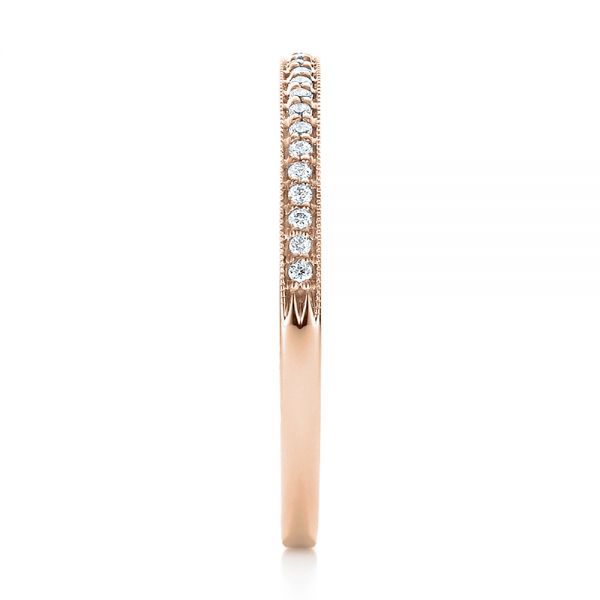 18k Rose Gold 18k Rose Gold Bright Cut Diamond Wedding Band - Side View -  100414