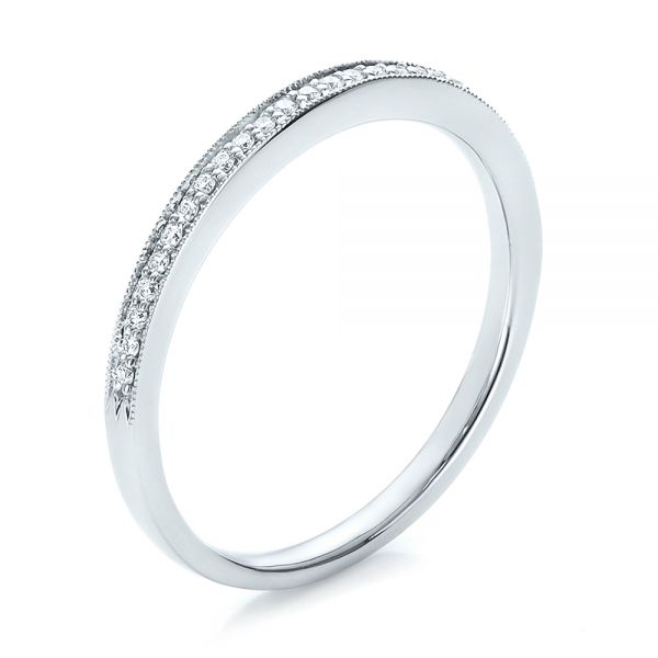  Platinum Platinum Bright Cut Diamond Wedding Band - Three-Quarter View -  100414