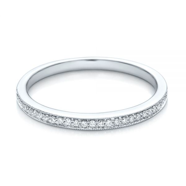 18k White Gold 18k White Gold Bright Cut Diamond Wedding Band - Flat View -  100414