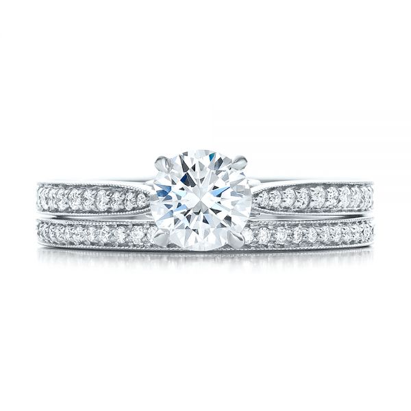  Platinum Platinum Bright Cut Diamond Wedding Band - Top View -  100414