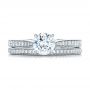 14k White Gold Bright Cut Diamond Wedding Band - Top View -  100414 - Thumbnail