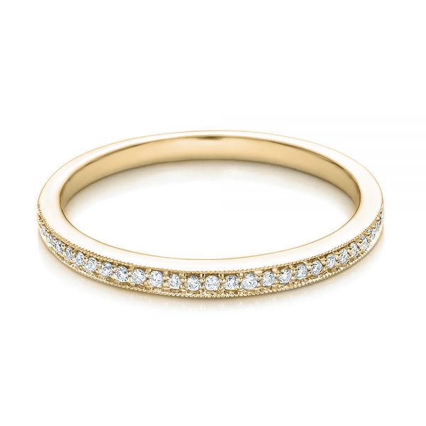 18k Yellow Gold 18k Yellow Gold Bright Cut Diamond Wedding Band - Flat View - 100414