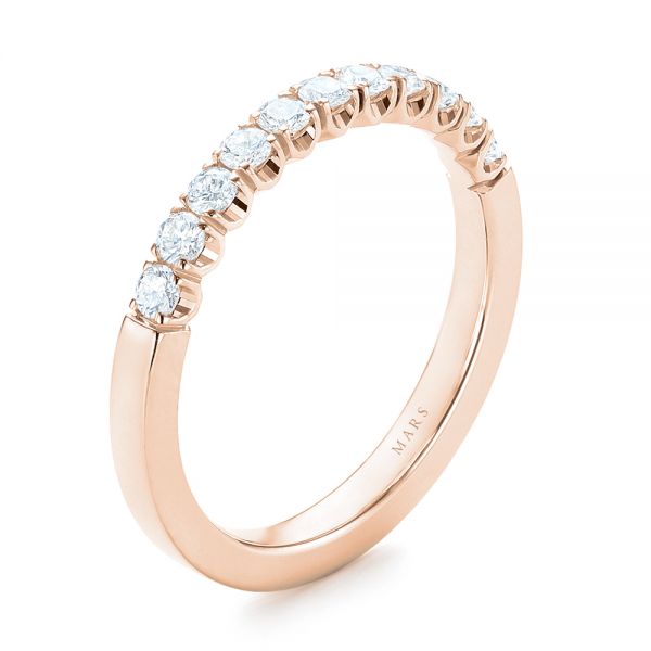 18k Rose Gold 18k Rose Gold Brilliant Facet Split-prong Diamond Wedding Band - Three-Quarter View -  103663