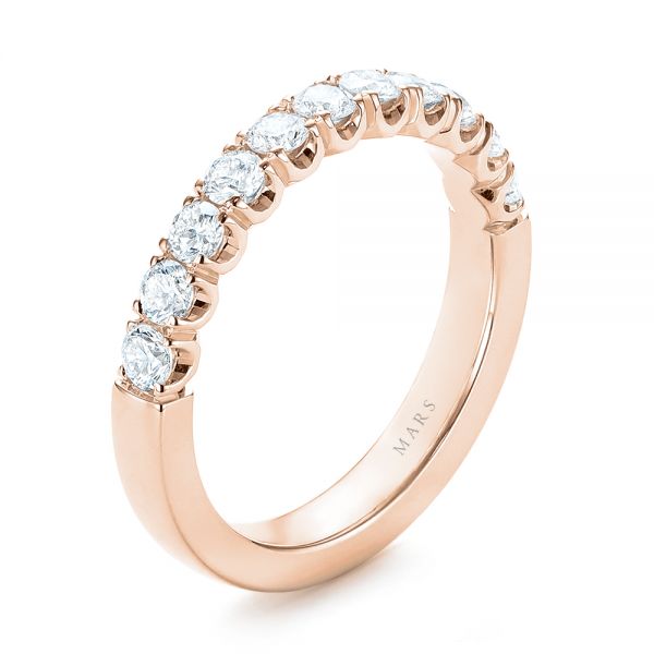 18k Rose Gold 18k Rose Gold Brilliant Faceted Split-prong Diamond Wedding Band - Three-Quarter View -  103665