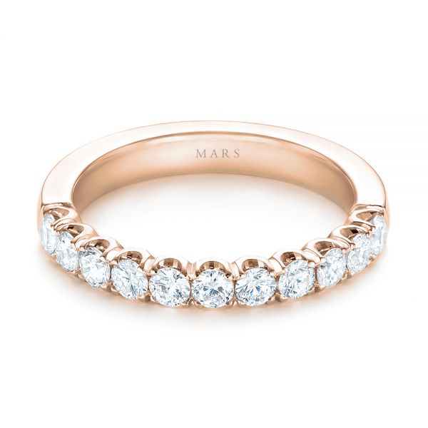 18k Rose Gold 18k Rose Gold Brilliant Faceted Split-prong Diamond Wedding Band - Flat View -  103665