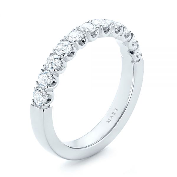 18k White Gold Brilliant Faceted Split-prong Diamond Wedding Band - Three-Quarter View -  103665