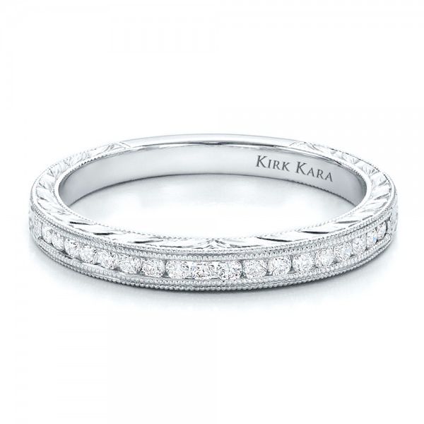  Platinum Channel Set Diamond Band With Matching Engagement Ring - Kirk Kara - Flat View -  100217