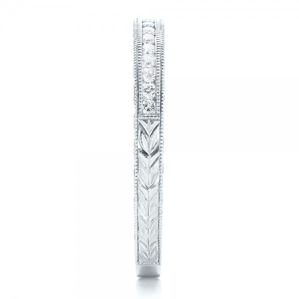  Platinum Channel Set Diamond Band With Matching Engagement Ring - Kirk Kara - Side View -  100217