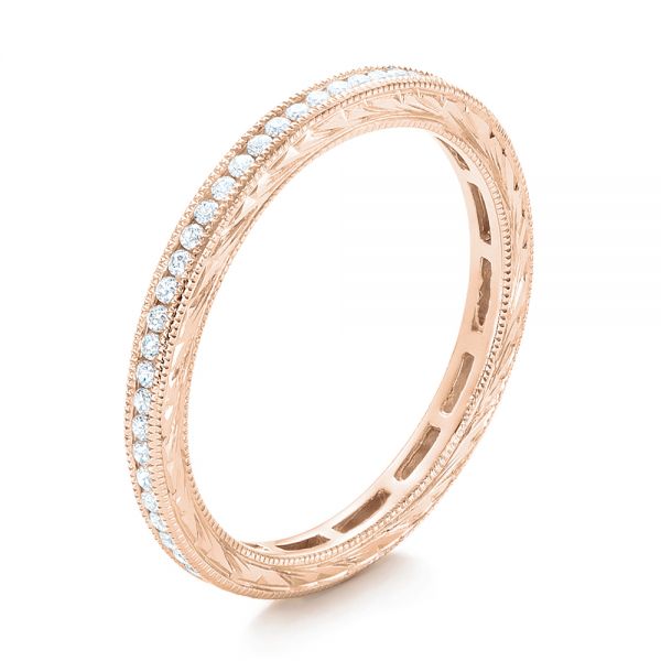 18k Rose Gold 18k Rose Gold Channel Set Diamond Stackable Eternity Band - Three-Quarter View -  101893