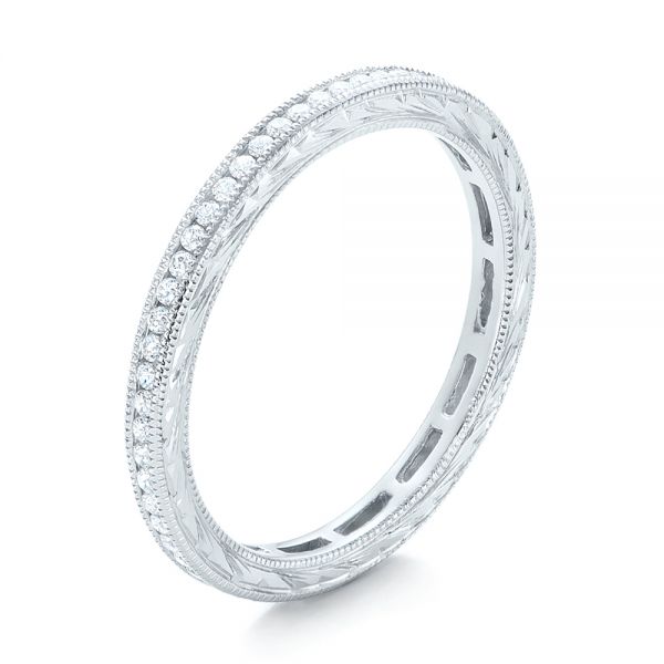 18k White Gold Channel Set Diamond Stackable Eternity Band - Three-Quarter View -  101893