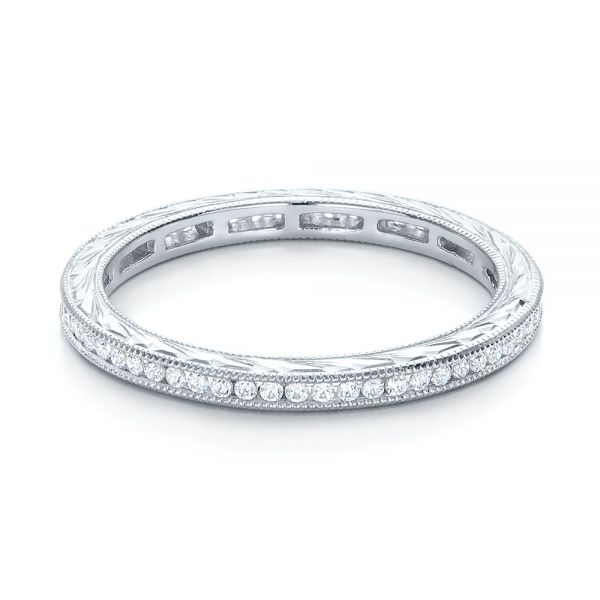 18k White Gold Channel Set Diamond Stackable Eternity Band - Flat View -  101893