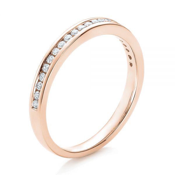 14k Rose Gold 14k Rose Gold Channel Set Diamond Wedding Band - Three-Quarter View -  100413