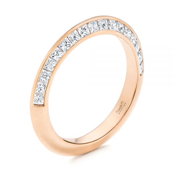 18k Rose Gold 18k Rose Gold Channel Set Diamond Wedding Band - Three-Quarter View -  106673