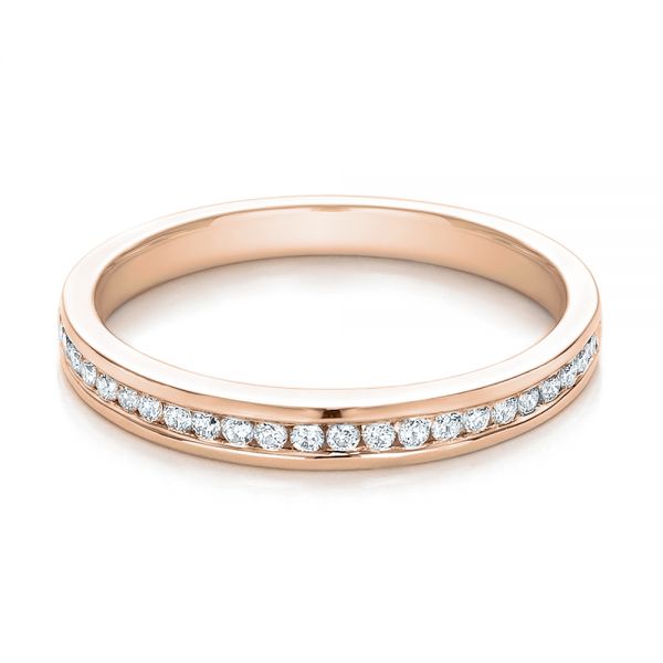 18k Rose Gold 18k Rose Gold Channel Set Diamond Wedding Band - Flat View - 100413