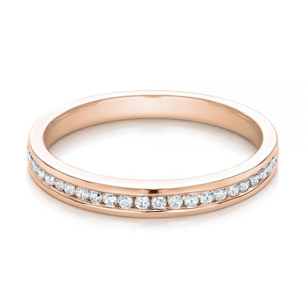 14k Rose Gold 14k Rose Gold Channel Set Diamond Wedding Band - Flat View -  100413