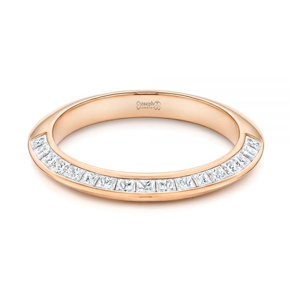 14k Rose Gold 14k Rose Gold Channel Set Diamond Wedding Band - Flat View -  106673