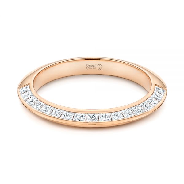 18k Rose Gold 18k Rose Gold Channel Set Diamond Wedding Band - Flat View -  106673