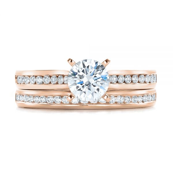 18k Rose Gold 18k Rose Gold Channel Set Diamond Wedding Band - Top View - 100413