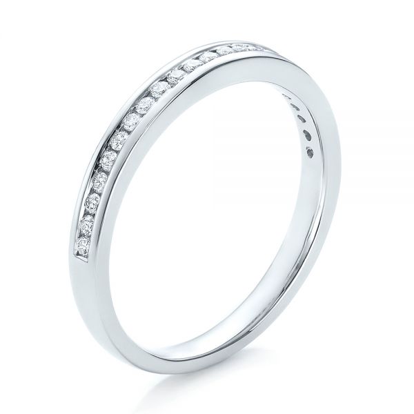 18k White Gold 18k White Gold Channel Set Diamond Wedding Band - Three-Quarter View -  100413