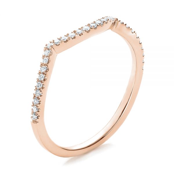 14k Rose Gold 14k Rose Gold Contemporary Curved Shared Prong Diamond Wedding Band - Three-Quarter View - 100412