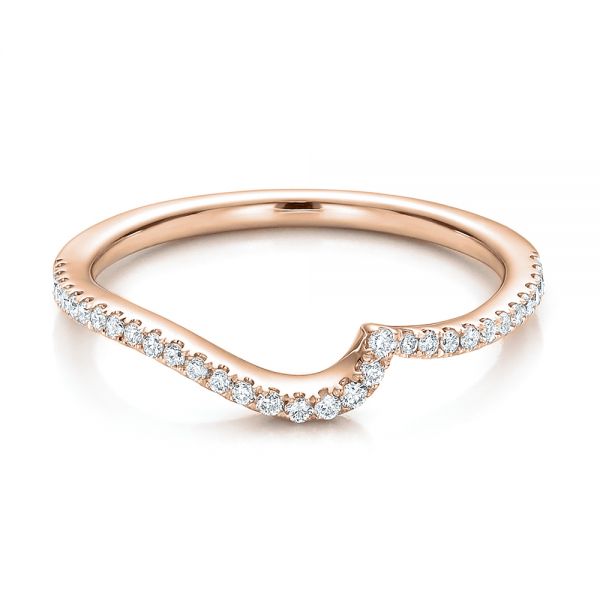 14k Rose Gold 14k Rose Gold Contemporary Curved Shared Prong Diamond Wedding Band - Flat View -  100410