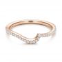 18k Rose Gold 18k Rose Gold Contemporary Curved Shared Prong Diamond Wedding Band - Flat View -  100410 - Thumbnail