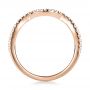 18k Rose Gold 18k Rose Gold Contemporary Curved Shared Prong Diamond Wedding Band - Front View -  100411 - Thumbnail