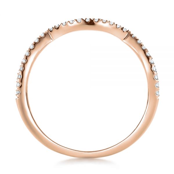 14k Rose Gold 14k Rose Gold Contemporary Curved Shared Prong Diamond Wedding Band - Front View - 100412