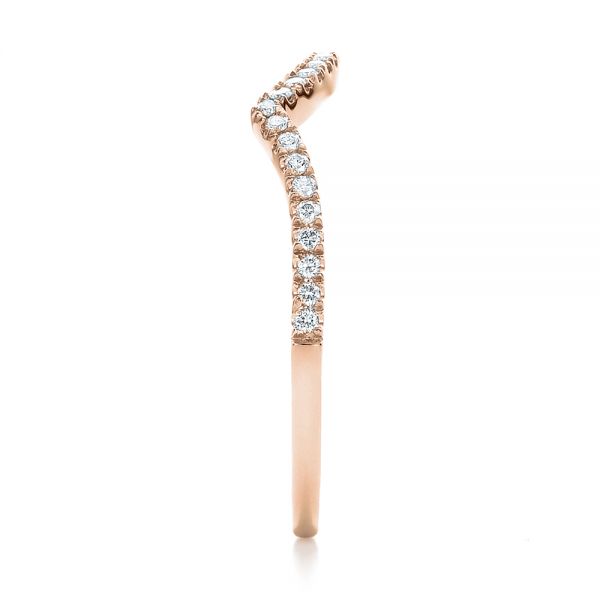 14k Rose Gold 14k Rose Gold Contemporary Curved Shared Prong Diamond Wedding Band - Side View - 100412