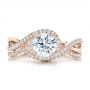 14k Rose Gold 14k Rose Gold Contemporary Curved Shared Prong Diamond Wedding Band - Top View -  100412 - Thumbnail