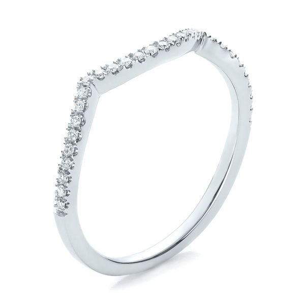  Platinum Platinum Contemporary Curved Shared Prong Diamond Wedding Band - Three-Quarter View -  100412