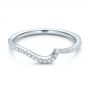 14k White Gold Contemporary Curved Shared Prong Diamond Wedding Band - Flat View -  100410 - Thumbnail