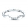 14k White Gold Contemporary Curved Shared Prong Diamond Wedding Band - Flat View -  100412 - Thumbnail