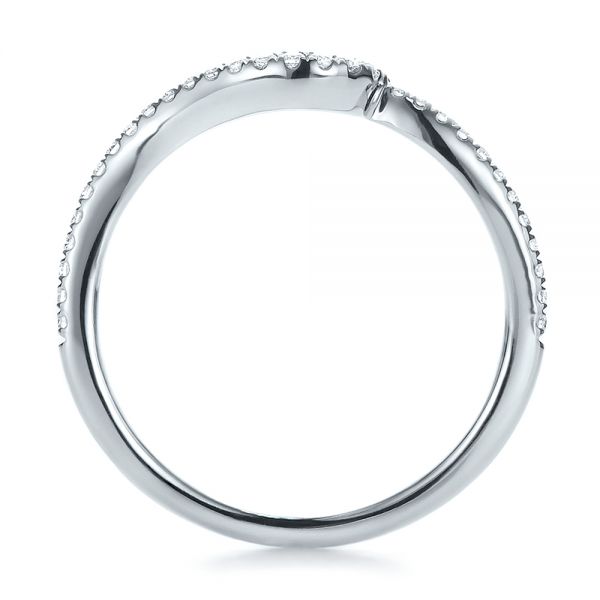  Platinum Platinum Contemporary Curved Shared Prong Diamond Wedding Band - Front View -  100410