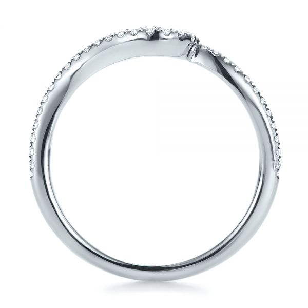 18k White Gold 18k White Gold Contemporary Curved Shared Prong Diamond Wedding Band - Front View -  100410