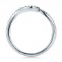 14k White Gold Contemporary Curved Shared Prong Diamond Wedding Band - Front View -  100410 - Thumbnail