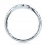 18k White Gold 18k White Gold Contemporary Curved Shared Prong Diamond Wedding Band - Front View -  100410 - Thumbnail