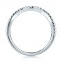 14k White Gold Contemporary Curved Shared Prong Diamond Wedding Band - Front View -  100411 - Thumbnail