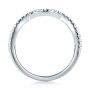 14k White Gold Contemporary Curved Shared Prong Diamond Wedding Band - Front View -  100411 - Thumbnail