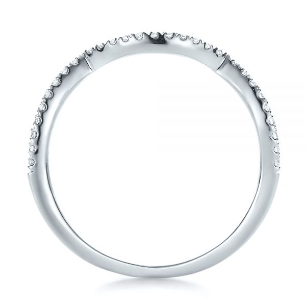 18k White Gold 18k White Gold Contemporary Curved Shared Prong Diamond Wedding Band - Front View -  100412