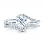  Platinum Platinum Contemporary Curved Shared Prong Diamond Wedding Band - Top View -  100410 - Thumbnail