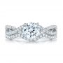 18k White Gold 18k White Gold Contemporary Curved Shared Prong Diamond Wedding Band - Top View -  100411 - Thumbnail